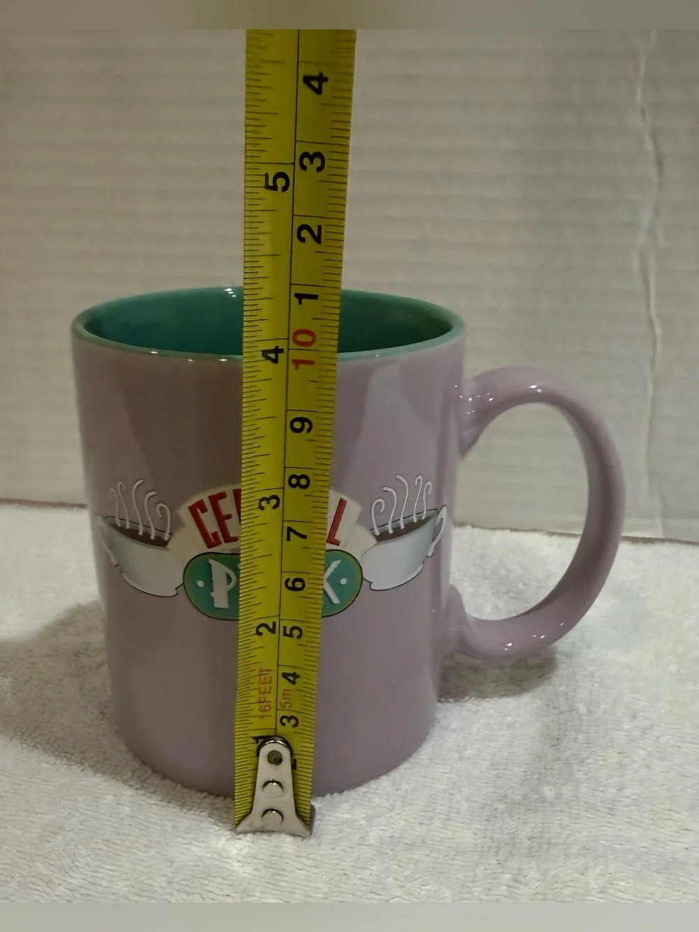 Central Perk Mug, Friends TV Series, 11.5oz, BPA Free Lavender w/ Teal